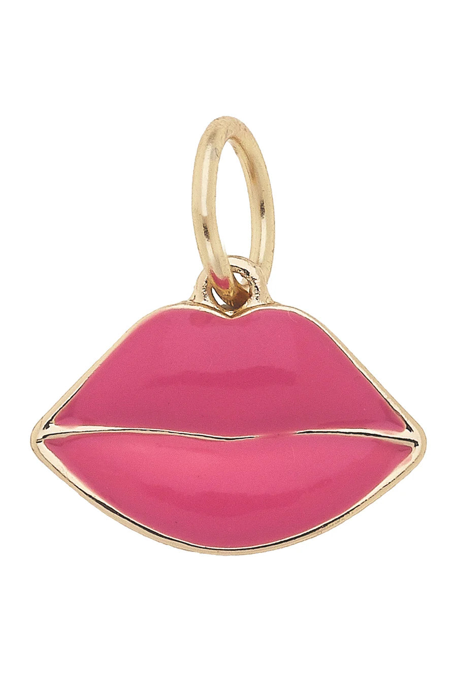 Canvas Style Lips Charm in Fuchsia Shiny Gold Plated-Charms-Canvas Style-Deja Nu Boutique, Women's Fashion Boutique in Lampasas, Texas