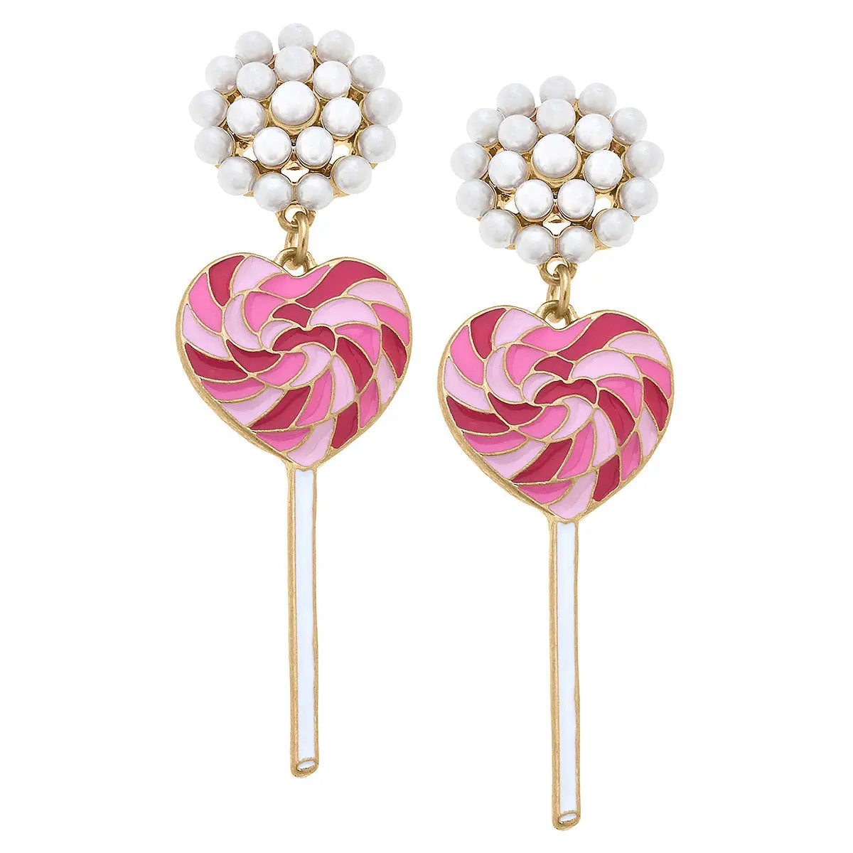 Canvas Style Love Lollipop Enamel Earrings in Pink & Fuchsia-Earrings-Canvas Style-Deja Nu Boutique, Women's Fashion Boutique in Lampasas, Texas