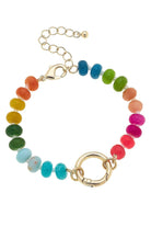Canvas Style Lucy Gemstone Beaded Charm Bracelet In Rainbow Multi 18K Gold-Plated-charm bracelet-Canvas Style-Deja Nu Boutique, Women's Fashion Boutique in Lampasas, Texas