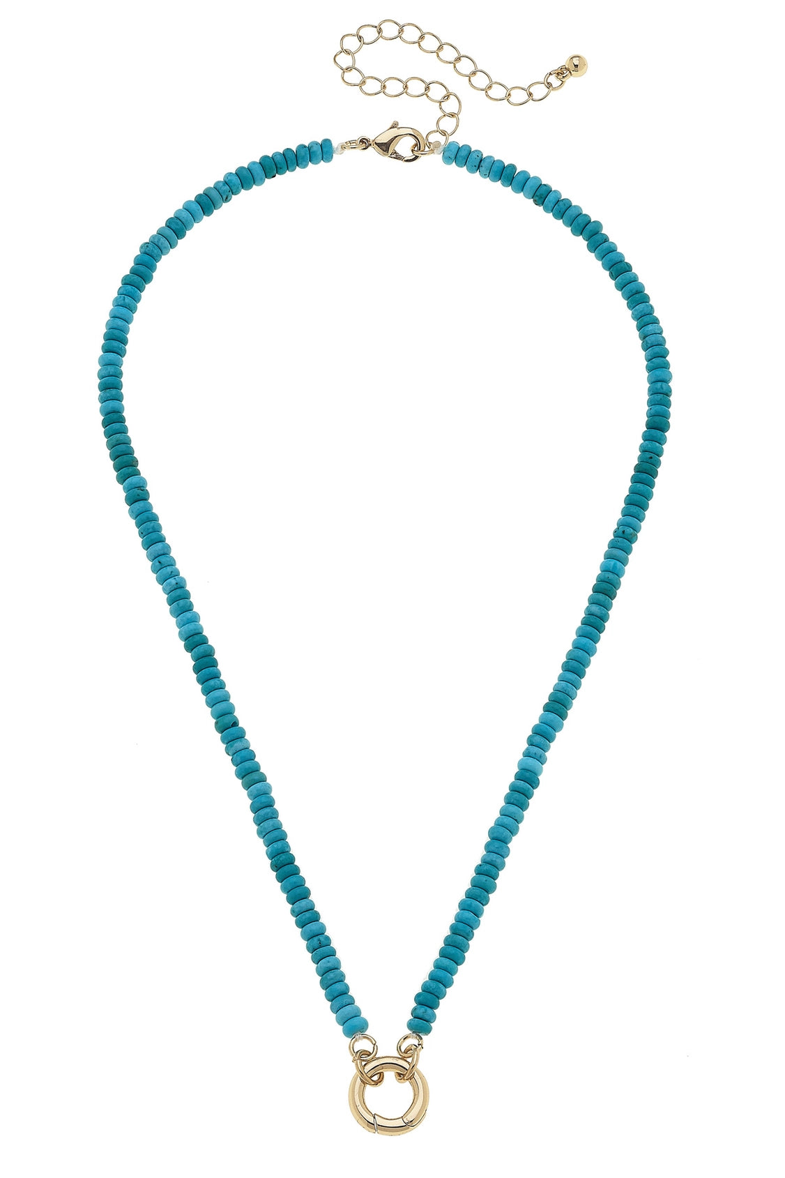 Canvas Style Lucy Gemstone Beaded Charm Necklace Base in Turquoise-charm necklace-Canvas Style-Deja Nu Boutique, Women's Fashion Boutique in Lampasas, Texas