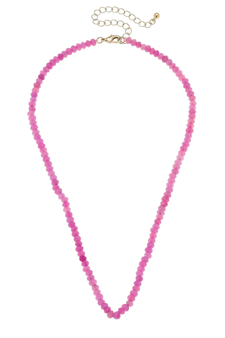 Canvas Style Lucy Pink Gemstone Beaded Multi-Charm 18K Gold Plated Necklace Base-charm necklace-Canvas Style-Deja Nu Boutique, Women's Fashion Boutique in Lampasas, Texas