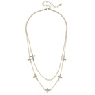 Canvas Style Mabel Pave Multi Cross Layered Necklace in Shiny Gold-Necklaces-Canvas Style-Deja Nu Boutique, Women's Fashion Boutique in Lampasas, Texas