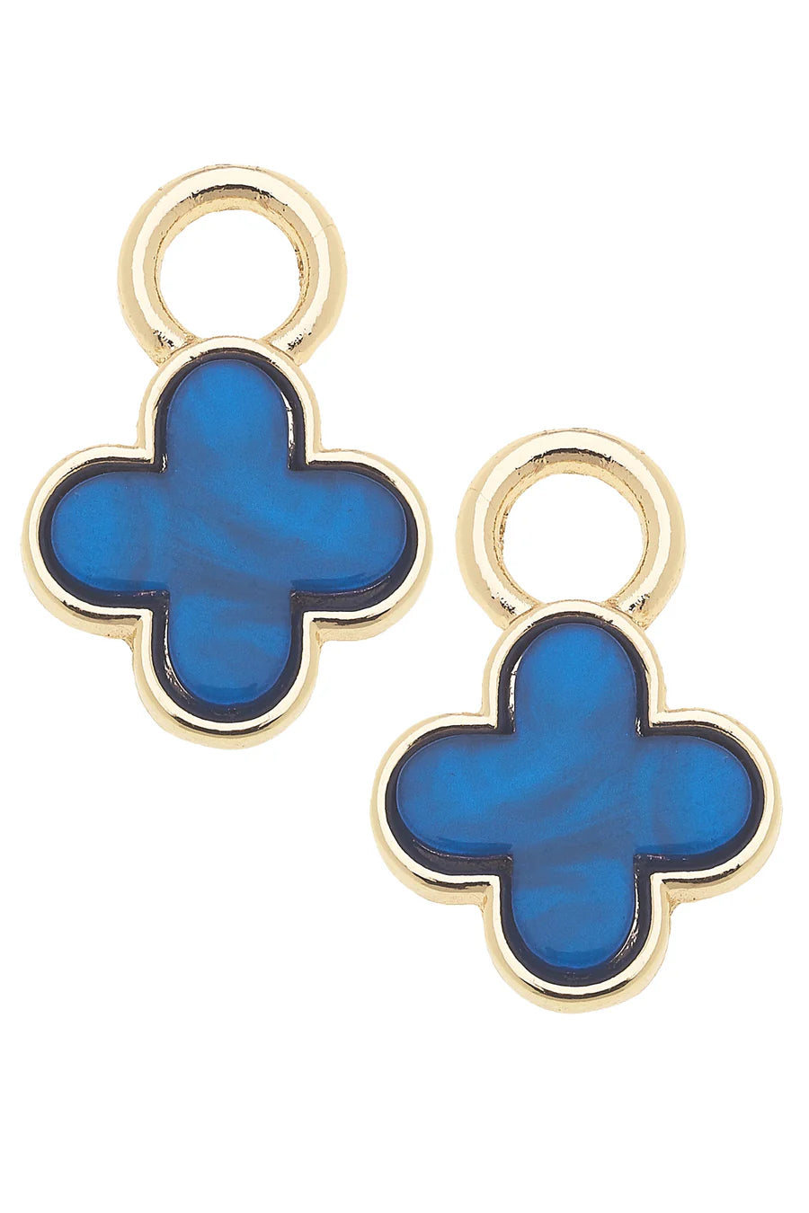 Canvas Style Marbled Enamel Clover Charm Set in Blue Shiny Gold Plated-earring charm-Canvas Style-Deja Nu Boutique, Women's Fashion Boutique in Lampasas, Texas
