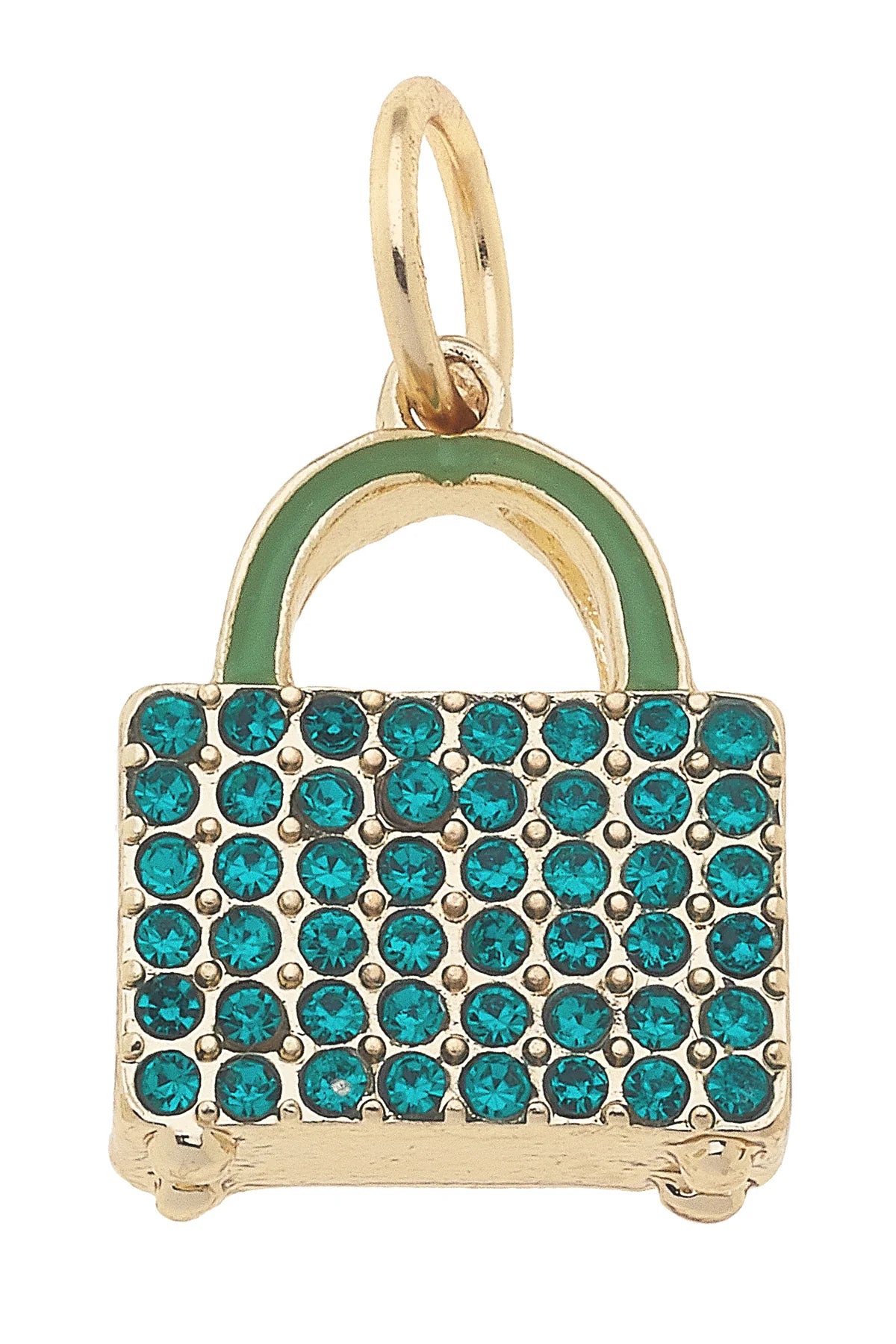 Canvas Style Pave Carry On Charm In Green with Shiny Gold Plating-Charms-Canvas Style-Deja Nu Boutique, Women's Fashion Boutique in Lampasas, Texas