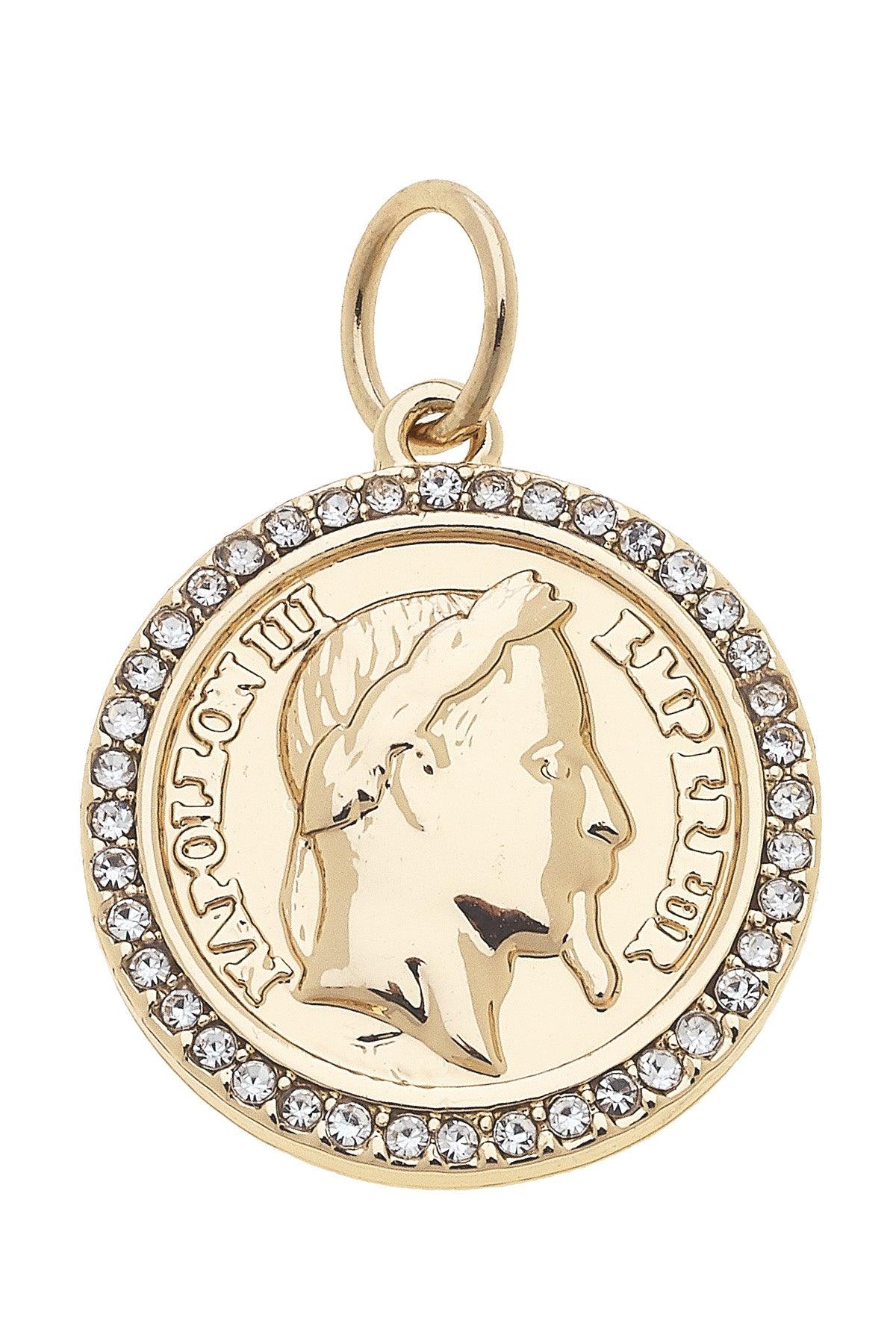 Canvas Style Pave Coin Charm In Shiny Gold-Charms-Canvas Style-Deja Nu Boutique, Women's Fashion Boutique in Lampasas, Texas