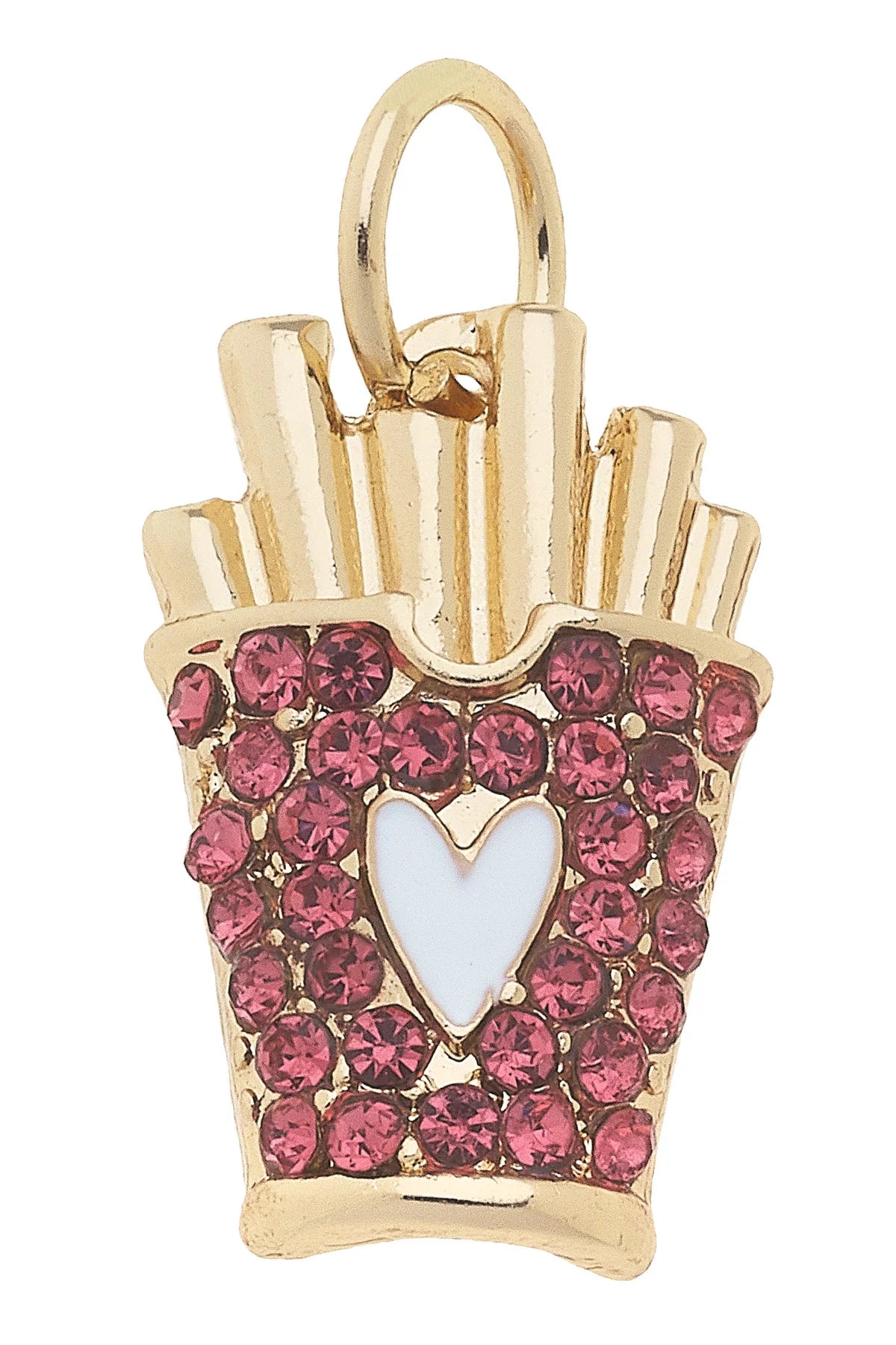 Canvas Style Pavé French Fries Charm in Pink with Shiny Gold Plating-Charms-Canvas Style-Deja Nu Boutique, Women's Fashion Boutique in Lampasas, Texas