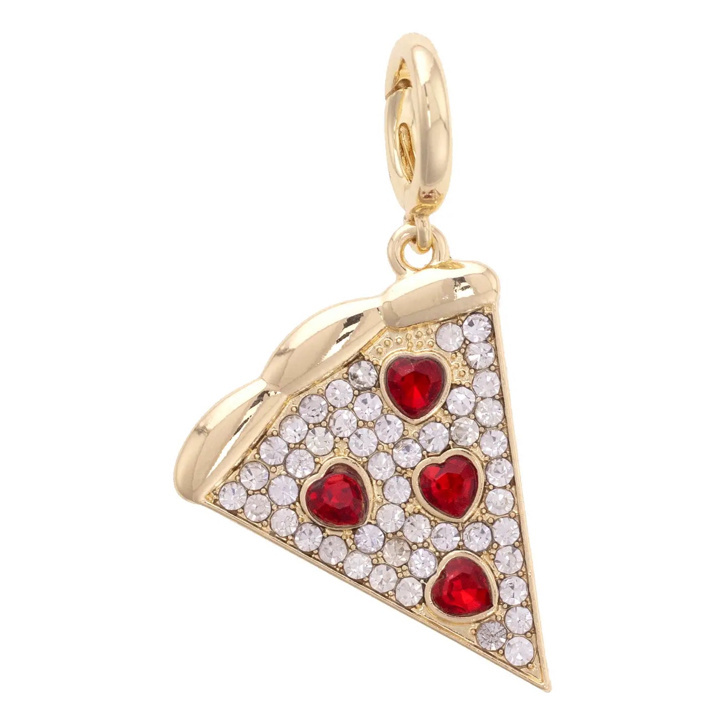 Canvas Style Pave Pizza Pendant Charm with Red Heart Crystals-Pendant Charms-Canvas Style-Deja Nu Boutique, Women's Fashion Boutique in Lampasas, Texas