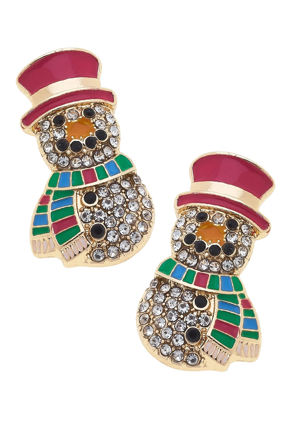 Canvas Style Pavé Snowman Stud Earrings in Multi-Earrings-Canvas Style-Deja Nu Boutique, Women's Fashion Boutique in Lampasas, Texas