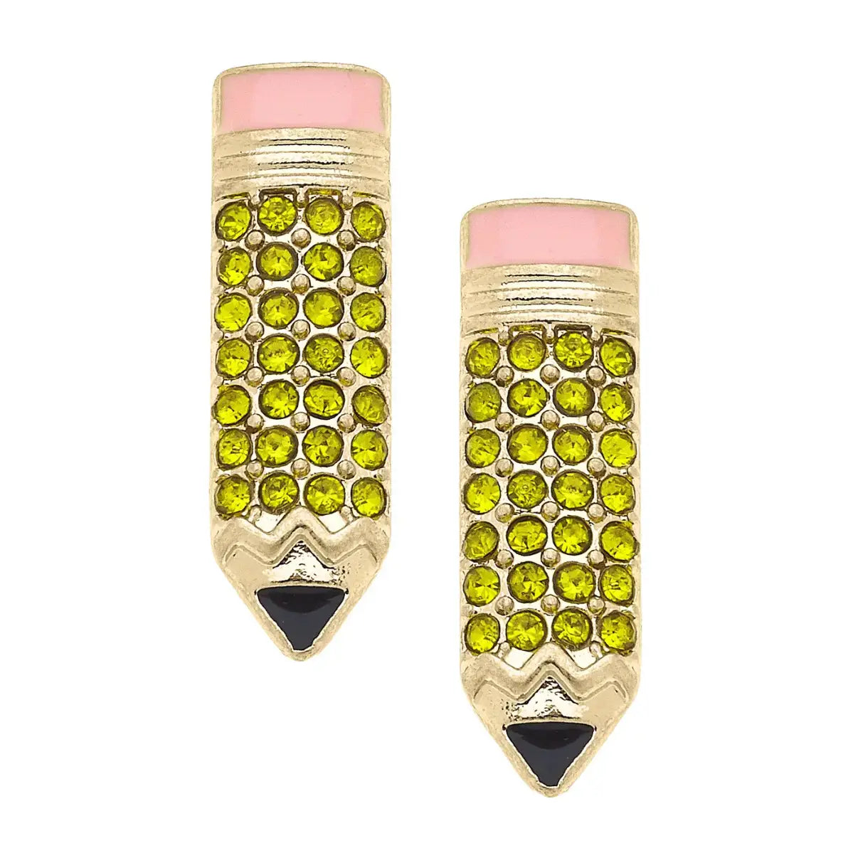 Canvas Style Pave #2 Pencil Stud Earrings in Yellow & Gold-Earrings-Canvas Style-Deja Nu Boutique, Women's Fashion Boutique in Lampasas, Texas