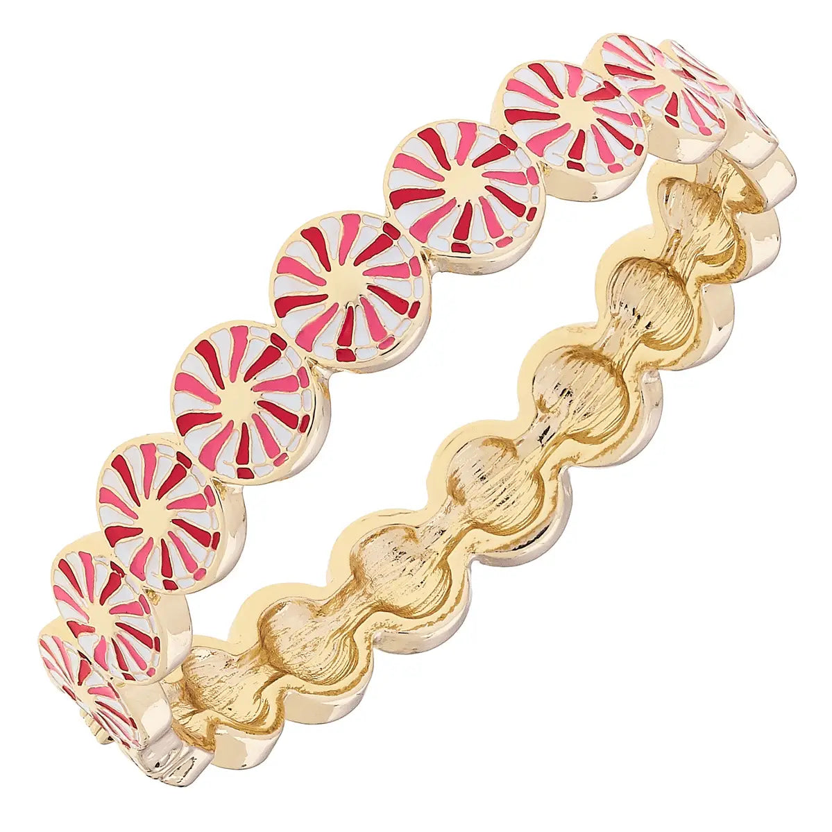 Canvas Style Peppermint Enamel Hinge Bangle in Red & White-Bracelets-Canvas Style-Deja Nu Boutique, Women's Fashion Boutique in Lampasas, Texas