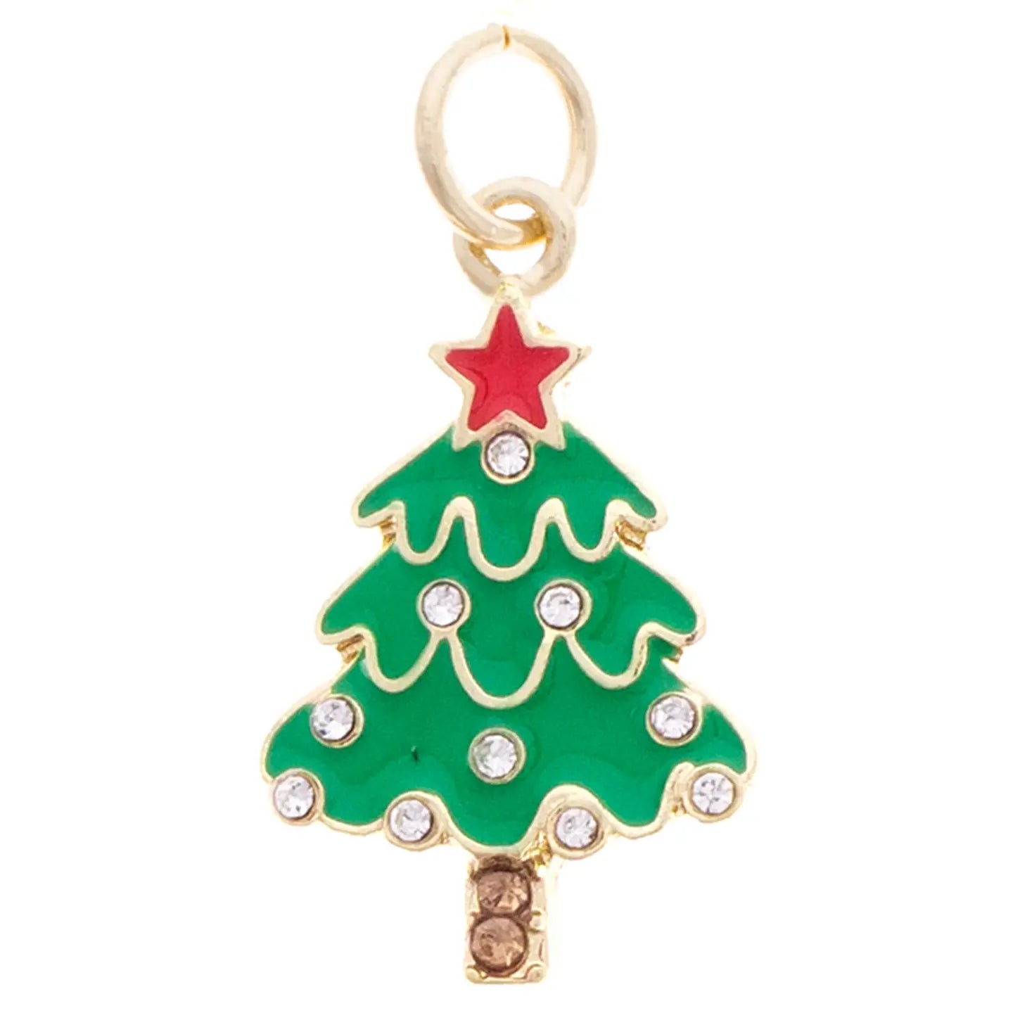 Canvas Style Rhinestone Enamel Christmas Tree Charm in Green with Gold Plating-charm-Canvas Style-Deja Nu Boutique, Women's Fashion Boutique in Lampasas, Texas