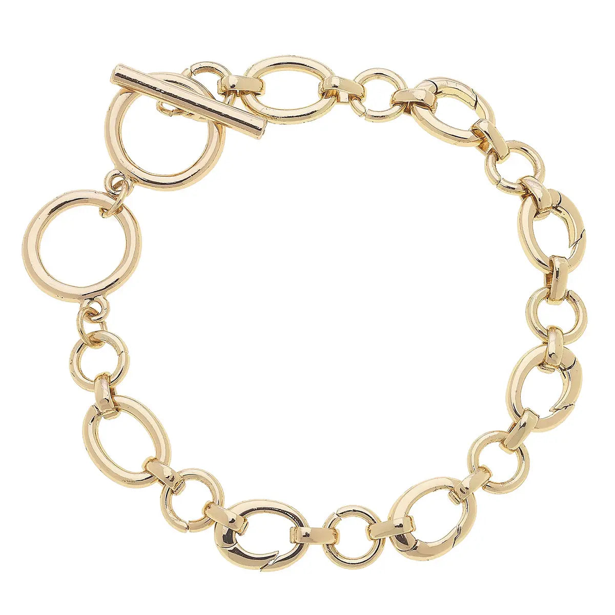 Canvas Style Sasha Toggle Charm Bracelet In18K Triple Gold Plated, 7.5"-charm bracelet-Canvas Style-Deja Nu Boutique, Women's Fashion Boutique in Lampasas, Texas