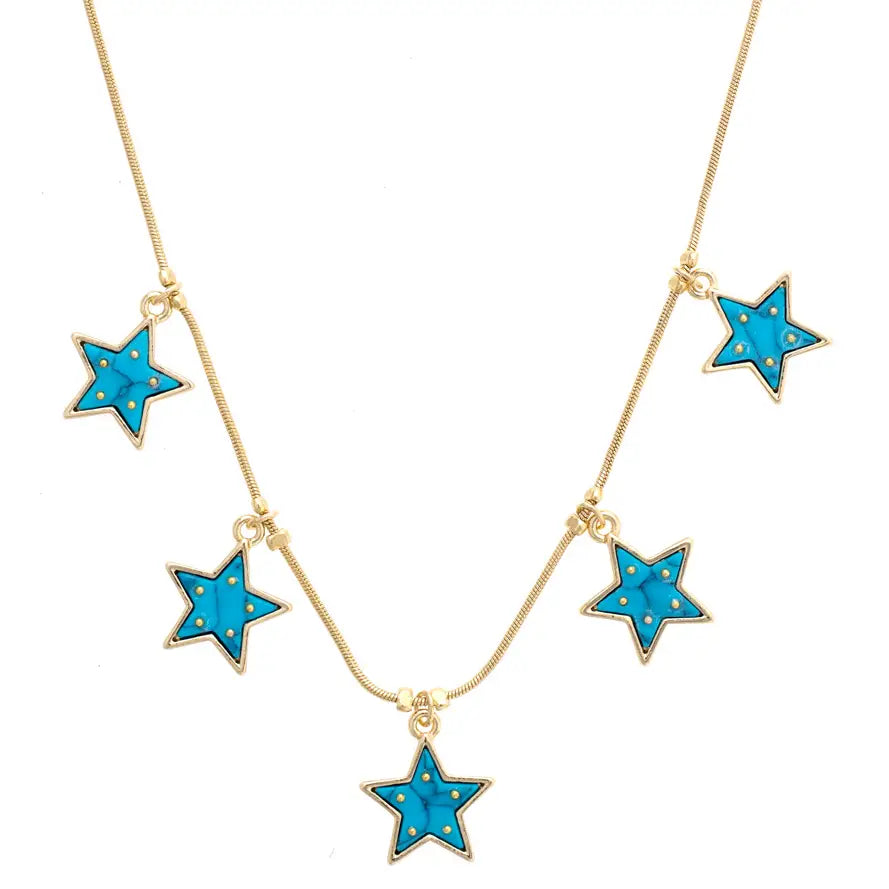 Canvas Style Southwestern Turquoise Star Charm Necklace – 18K Gold Plated-Necklaces-Canvas Style-Deja Nu Boutique, Women's Fashion Boutique in Lampasas, Texas