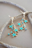 Canvas Style Steer Skull Star Drop Earrings in Turquoise & Gold – Western Statement-charm earrings-Canvas Style-Deja Nu Boutique, Women's Fashion Boutique in Lampasas, Texas
