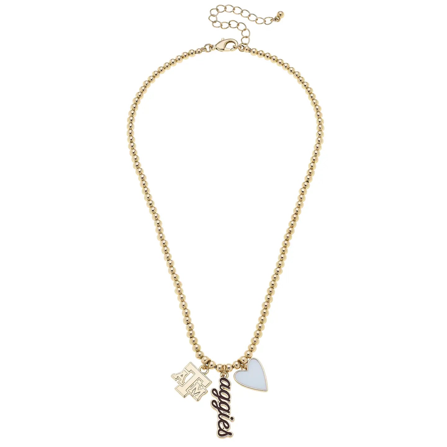 Canvas Style Texas A&M Aggies Ball Bead Charm Necklace – Shiny Gold-charm necklace-Canvas Style-Deja Nu Boutique, Women's Fashion Boutique in Lampasas, Texas