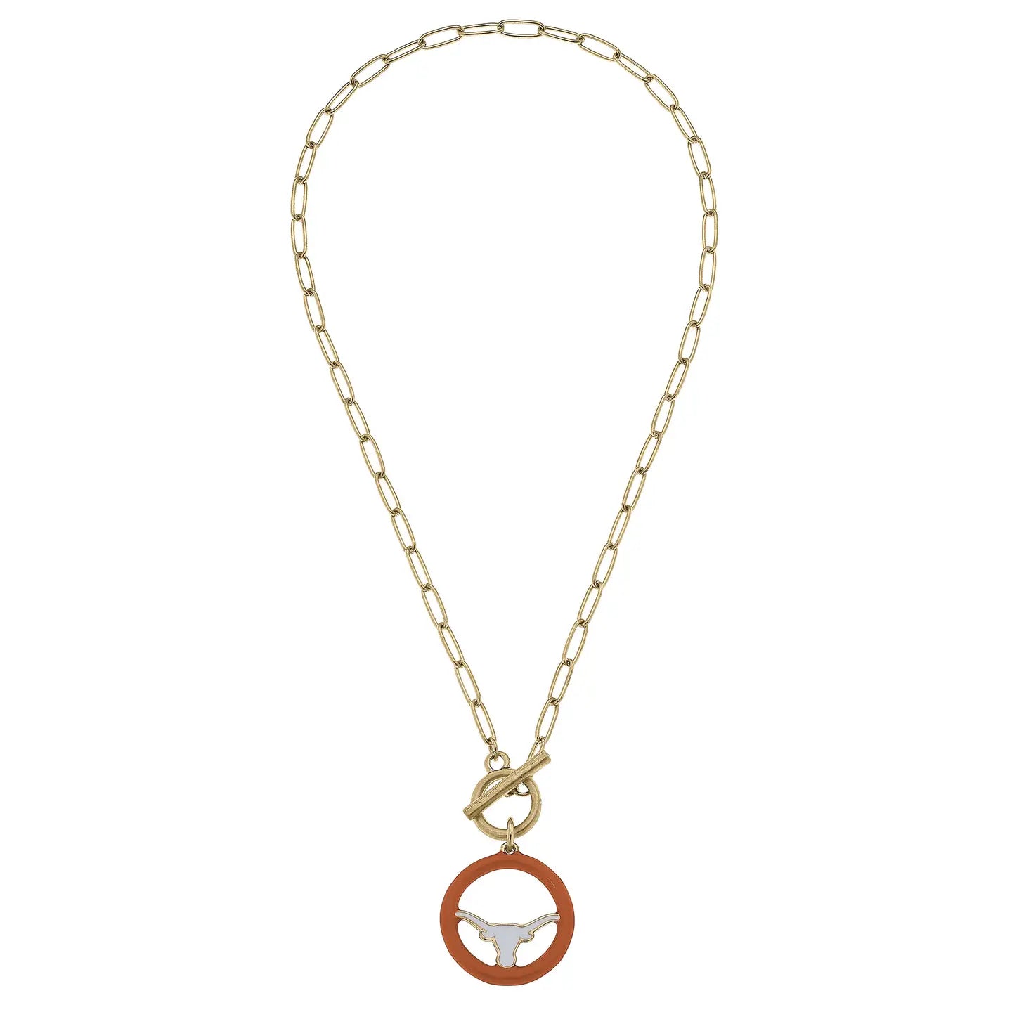 Canvas Style Texas Longhorns Logo Enamel T-Bar Necklace-Necklace Set-Canvas Style-Deja Nu Boutique, Women's Fashion Boutique in Lampasas, Texas