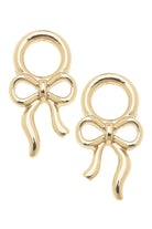 Canvas Style Tied Bow Huggie Charms In Shiny Gold, Set of 2-charm earrings-Canvas Style-Deja Nu Boutique, Women's Fashion Boutique in Lampasas, Texas