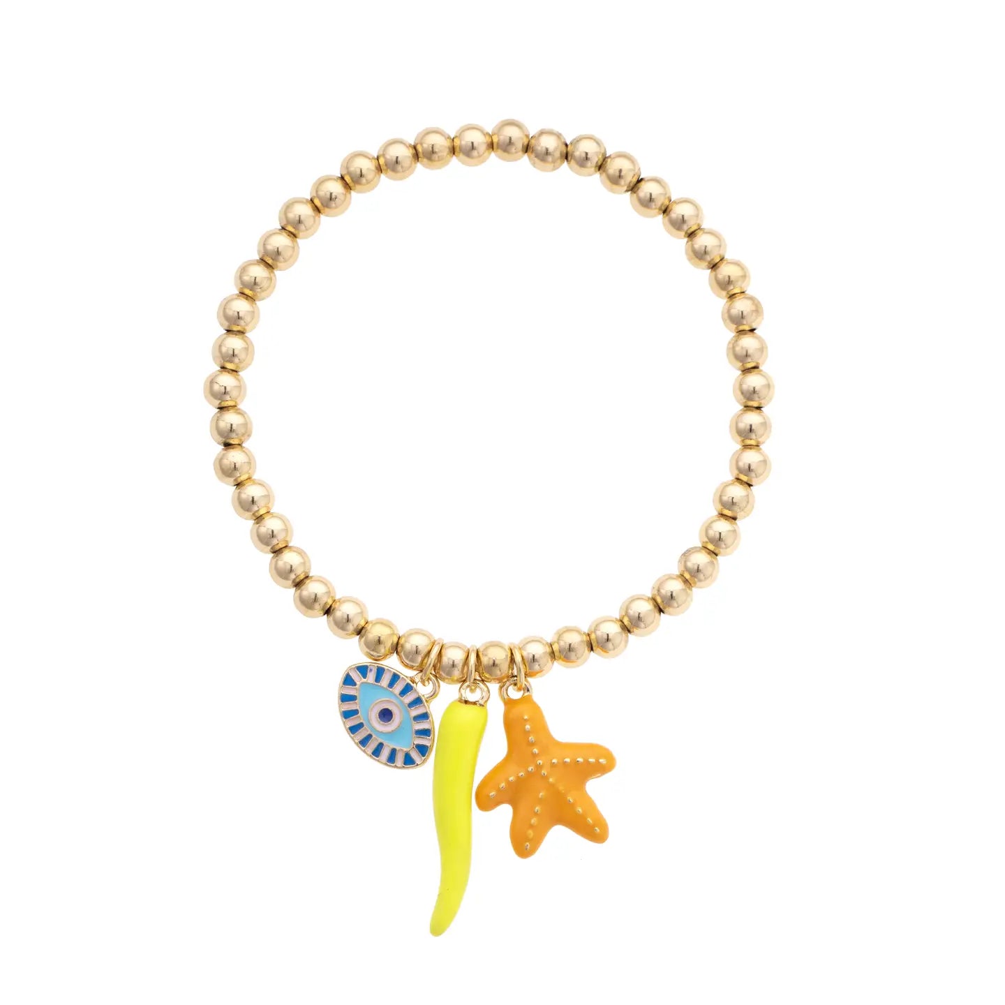 Canvas Style Aegean Sea Ball Bead Bracelet – Shiny Gold-charm bracelet-Canvas Style-Deja Nu Boutique, Women's Fashion Boutique in Lampasas, Texas