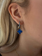 Canvas Style Amber Twisted Blue Enamel Huggie Hoops In Shiny Gold Plated-charm earring-Canvas Style-Deja Nu Boutique, Women's Fashion Boutique in Lampasas, Texas