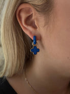 Canvas Style Cici Enamel Huggie Hoops in Blue Shiny Gold Plated-charm earring-Canvas Style-Deja Nu Boutique, Women's Fashion Boutique in Lampasas, Texas