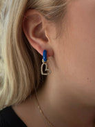 Canvas Style Cici Enamel Huggie Hoops in Blue Shiny Gold Plated-charm earring-Canvas Style-Deja Nu Boutique, Women's Fashion Boutique in Lampasas, Texas