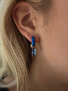 Canvas Style Cici Enamel Huggie Hoops in Blue Shiny Gold Plated-charm earring-Canvas Style-Deja Nu Boutique, Women's Fashion Boutique in Lampasas, Texas