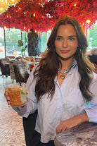 Canvas Style Gabby Puffy Heart Scarf Necklace in Aqua & White-Scarf Necklace-Canvas Style-Deja Nu Boutique, Women's Fashion Boutique in Lampasas, Texas