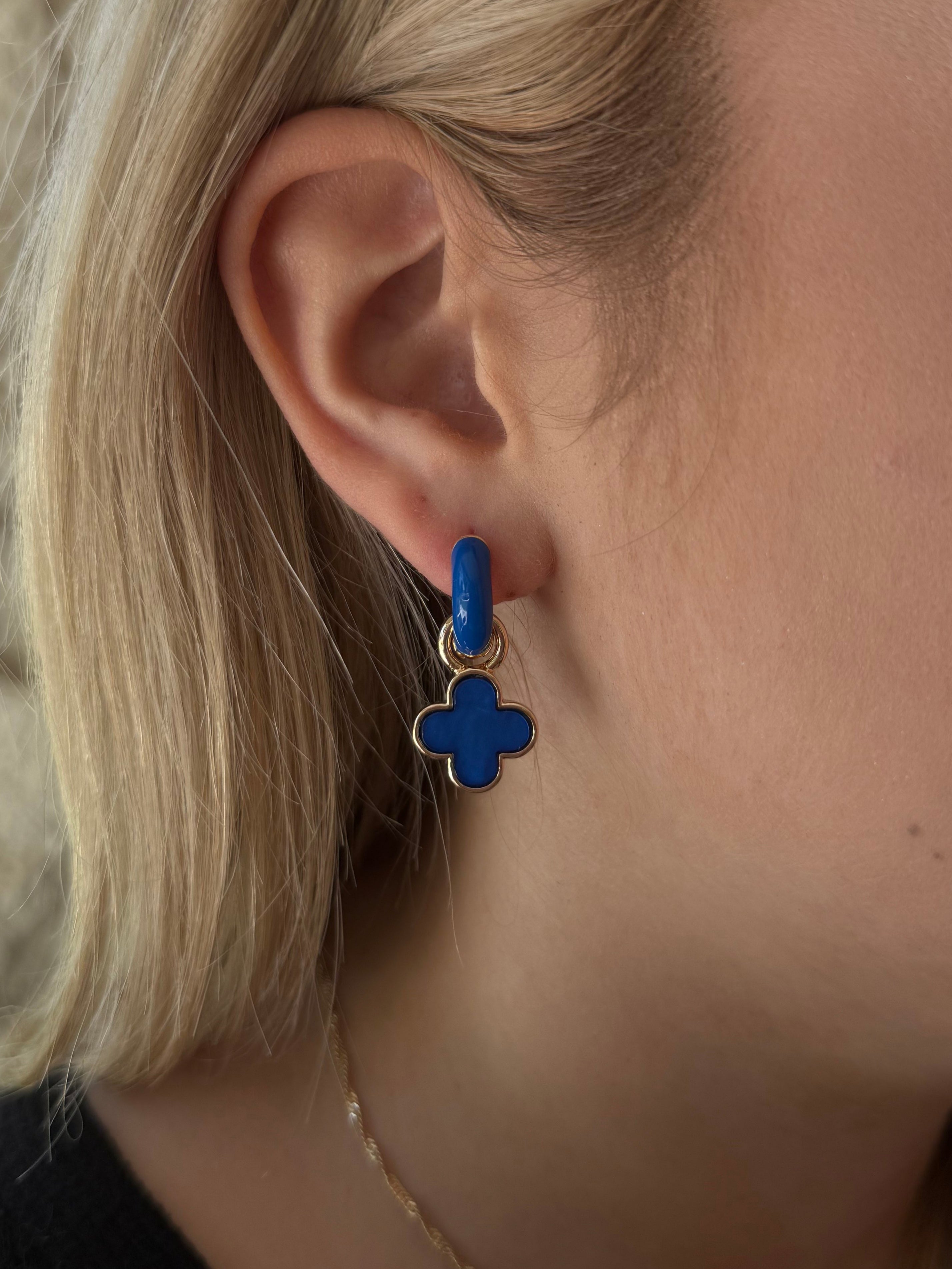 Canvas Style Marbled Enamel Clover Charm Set in Blue Shiny Gold Plated-earring charm-Canvas Style-Deja Nu Boutique, Women's Fashion Boutique in Lampasas, Texas