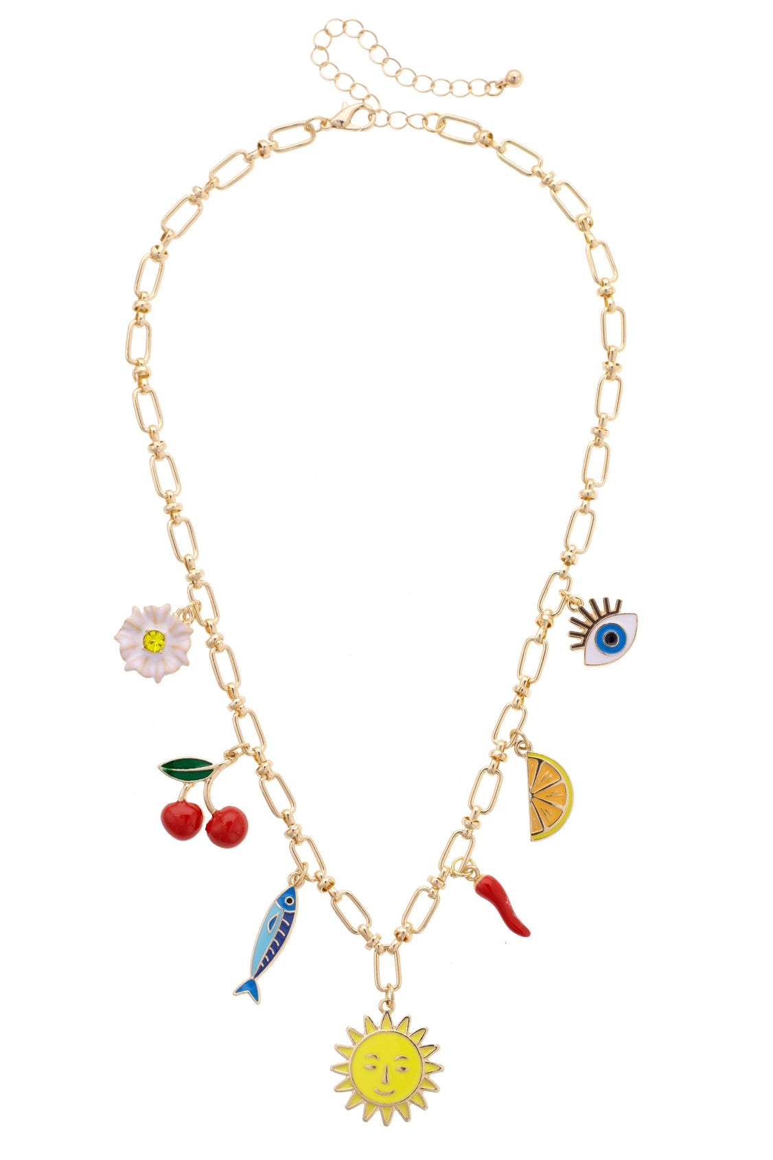 Canvas Style Mediterranean Icons Charm Necklace in Multi-charm necklace-Canvas Style-Deja Nu Boutique, Women's Fashion Boutique in Lampasas, Texas