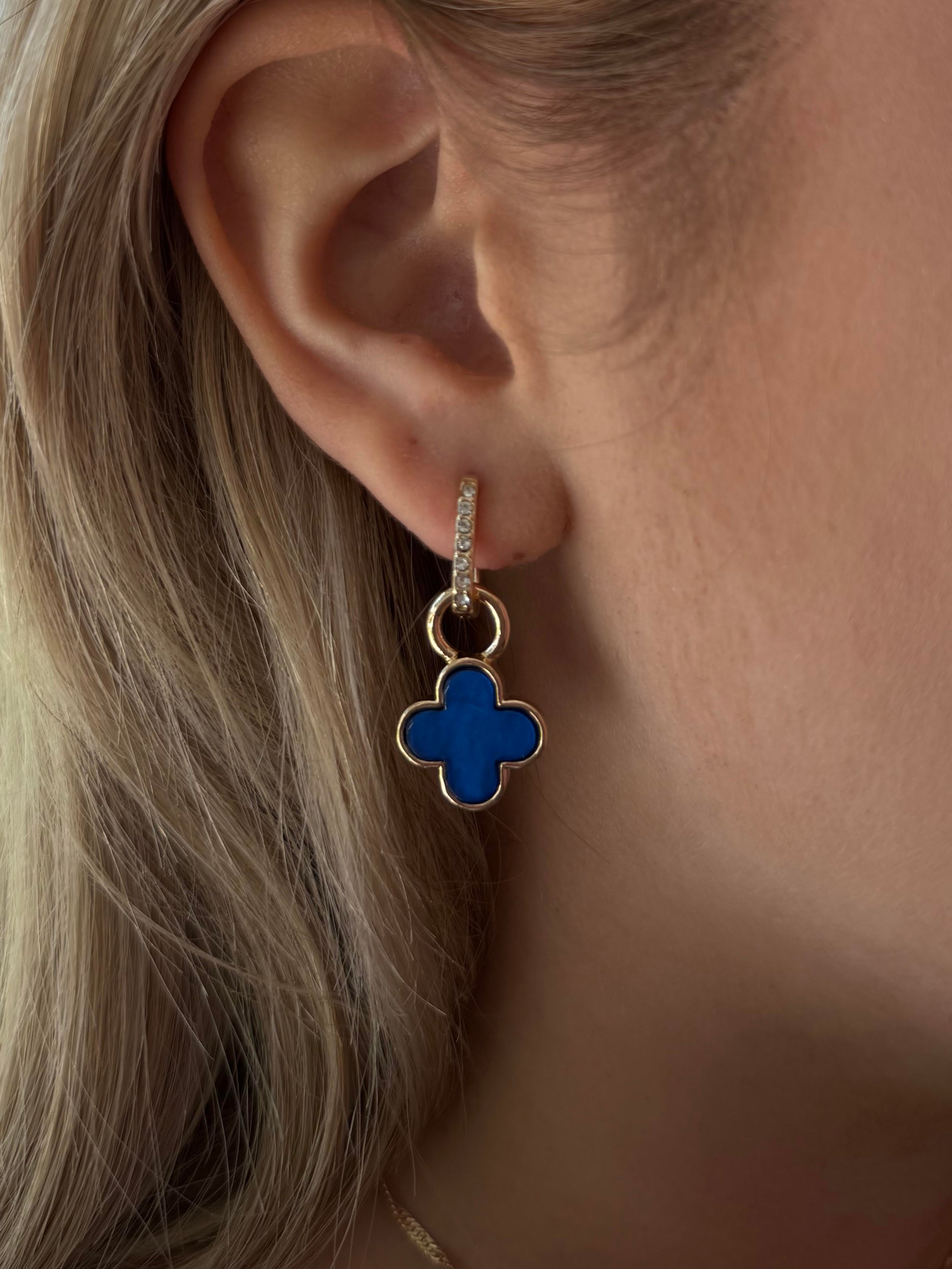 Canvas Style Tai Pave Rectangle Huggie Hoop Earrings In Shiny Gold Plated-charm earrings-Canvas Style-Deja Nu Boutique, Women's Fashion Boutique in Lampasas, Texas