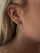 Canvas Style Tai Pave Rectangle Huggie Hoop Earrings In Shiny Gold Plated-charm earrings-Canvas Style-Deja Nu Boutique, Women's Fashion Boutique in Lampasas, Texas