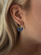 Canvas Style Tai Pave Rectangle Huggie Hoop Earrings In Shiny Gold Plated-charm earrings-Canvas Style-Deja Nu Boutique, Women's Fashion Boutique in Lampasas, Texas