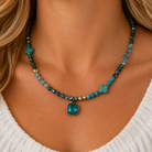 Pink Panache Turquoise Clover Bead Necklace with Austrian Crystal-Necklace-Pink Panache-Deja Nu Boutique, Women's Fashion Boutique in Lampasas, Texas