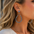 Pink Panache Blue Bicone Bead Teardrop Earrings with Austrian Crystal-Earrings-Pink Panache-Deja Nu Boutique, Women's Fashion Boutique in Lampasas, Texas