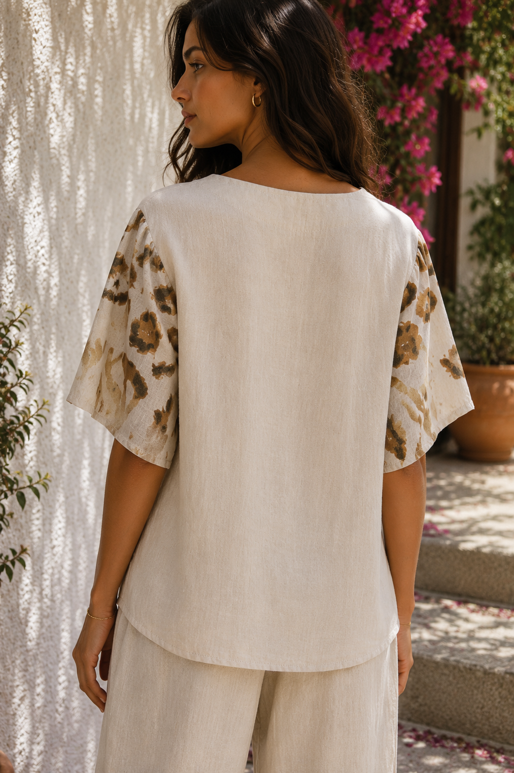 Tempo Paris Beige Cheetah Linen Tunic-Tops-Tempo Paris-Deja Nu Boutique, Women's Fashion Boutique in Lampasas, Texas