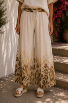 Tempo Paris Beige Cheetah Linen Wide Leg Pant-Pants-Tempo Paris-Deja Nu Boutique, Women's Fashion Boutique in Lampasas, Texas
