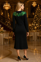 Queen of Sparkles Black Sequin Wreath Bow Knit Midi Dress-Dresses-Queen Of Sparkles-Deja Nu Boutique, Women's Fashion Boutique in Lampasas, Texas