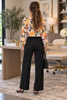 Fate Bold Floral Ruffled High Neck Blouse In Black Multi-Tops-Fate-Deja Nu Boutique, Women's Fashion Boutique in Lampasas, Texas