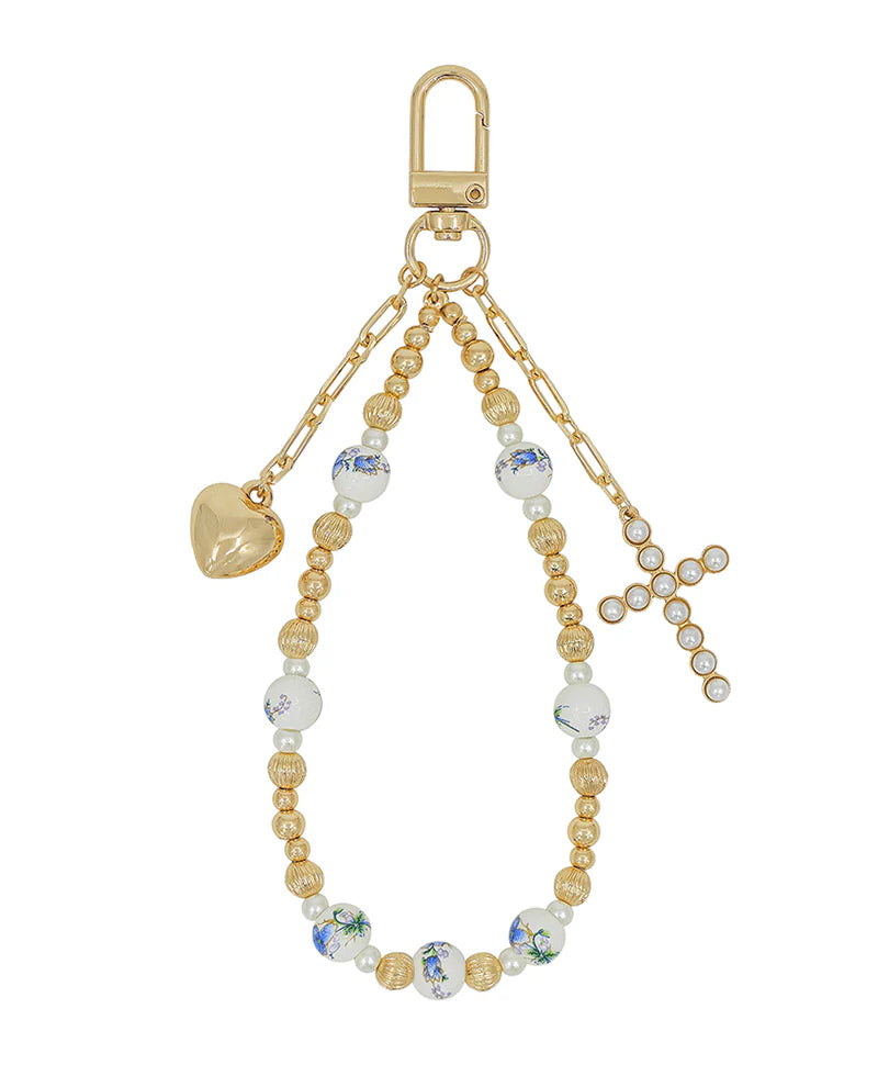 Chic & Cool Gold Beaded Bag Charm with Cross & Heart Accents-purse charm-Chic & Cool-Deja Nu Boutique, Women's Fashion Boutique in Lampasas, Texas