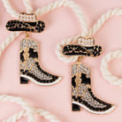 Cowgirl Glam Boot Earrings In Turquoise, Brown, or Black with Pearl Accent-Earrings-Deja Nu Tx-Deja Nu Boutique, Women's Fashion Boutique in Lampasas, Texas