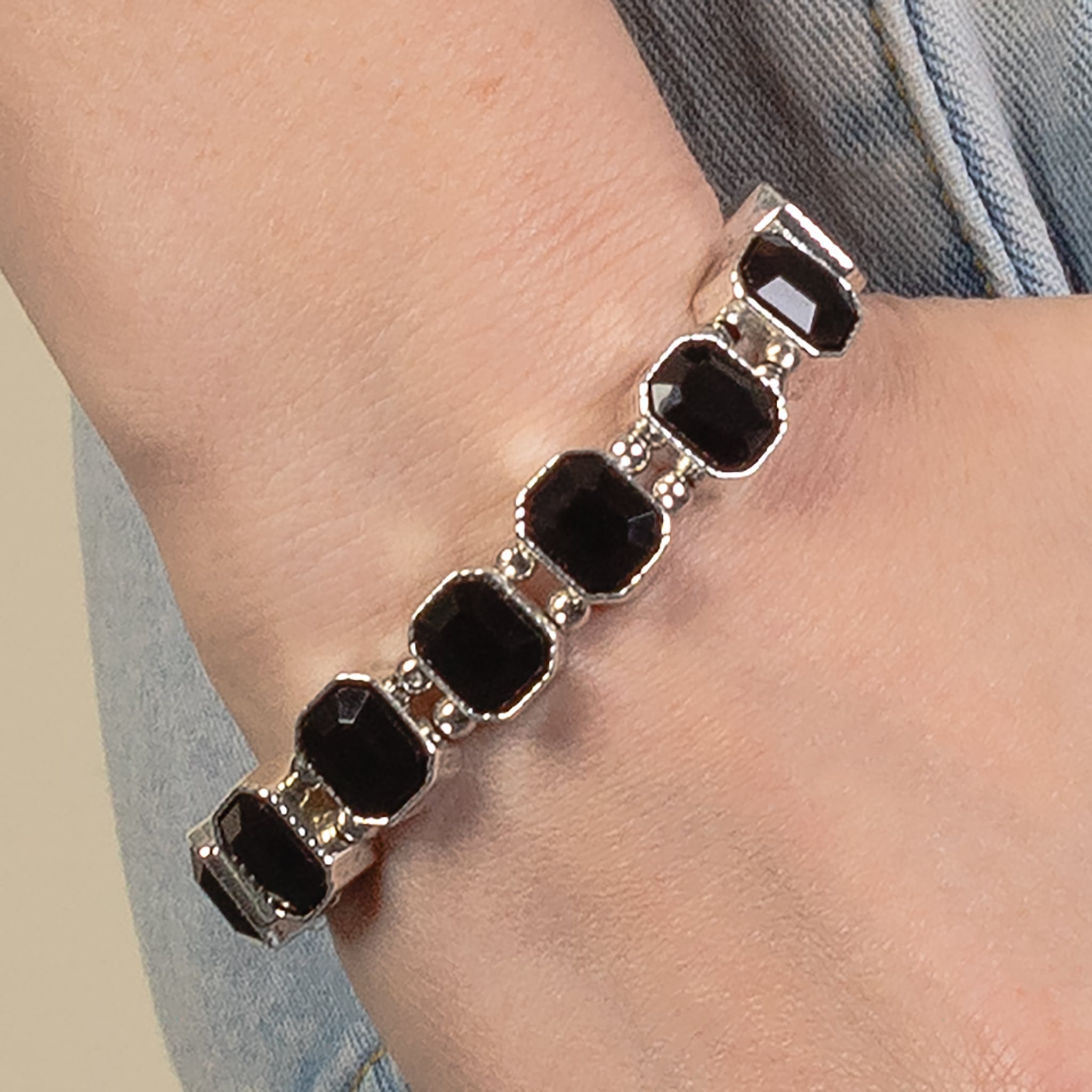 Crystal Gemstone Stretch Bracelet In Silver, Gold or Black-Bracelets-Deja Nu Tx-Deja Nu Boutique, Women's Fashion Boutique in Lampasas, Texas