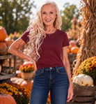 Project Social T The Ultimate Tee in Vintage White & Dark Cherry-T-Shirts-Project Social T-Deja Nu Boutique, Women's Fashion Boutique in Lampasas, Texas