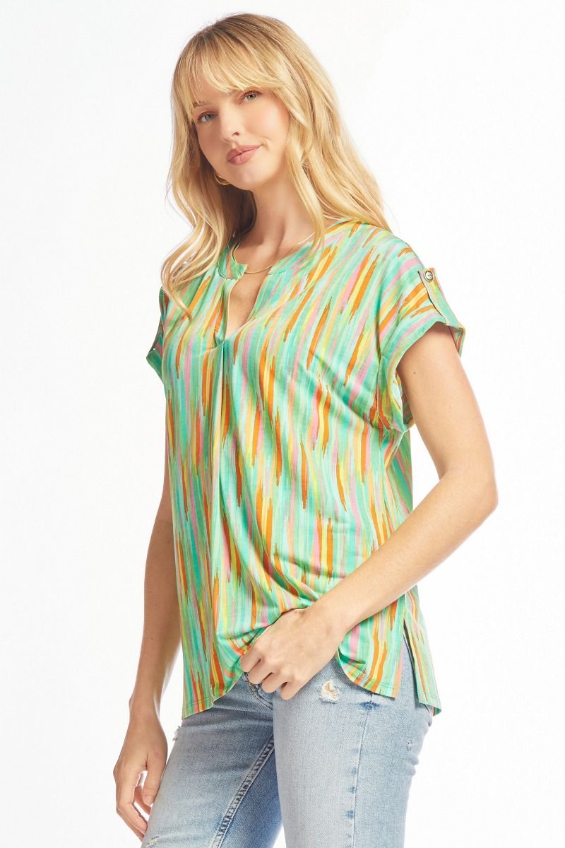 Dear Scarlett Lizzy Emerald Multi Tunic Top-Tops-Dear Scarlett-Deja Nu Boutique, Women's Fashion Boutique in Lampasas, Texas