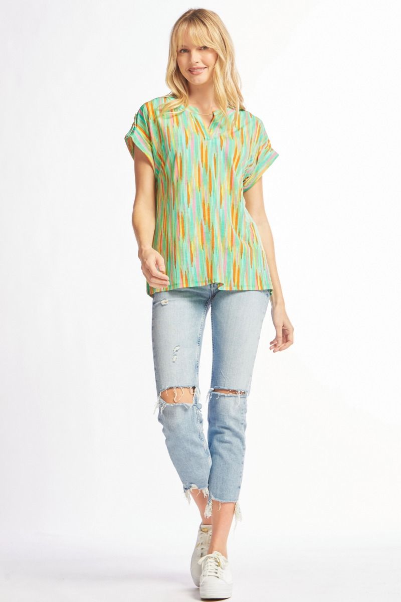 Dear Scarlett Lizzy Emerald Multi Tunic Top-Tops-Dear Scarlett-Deja Nu Boutique, Women's Fashion Boutique in Lampasas, Texas