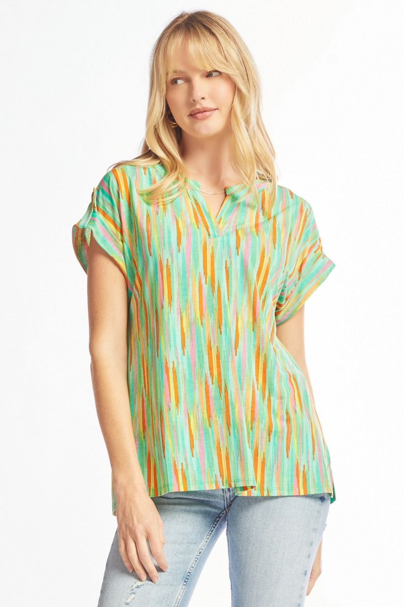 Dear Scarlett Lizzy Emerald Multi Tunic Top-Tops-Dear Scarlett-Deja Nu Boutique, Women's Fashion Boutique in Lampasas, Texas