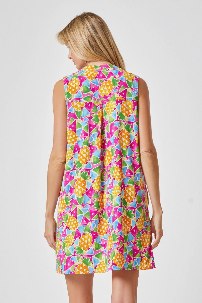 Dear Scarlett Lizzy Magenta Pineapple Tank Dress-Dresses-Dear Scarlett-Deja Nu Boutique, Women's Fashion Boutique in Lampasas, Texas