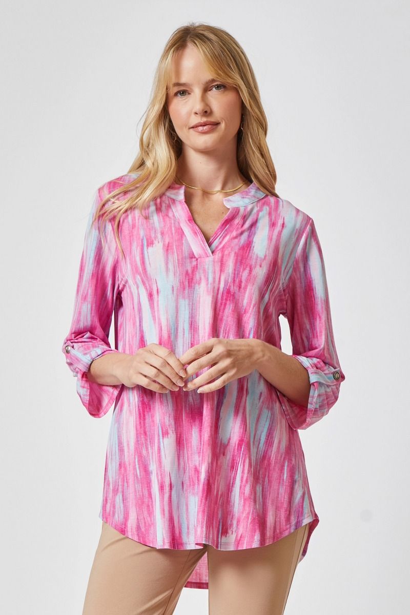 Dear Scarlett Lizzy Pink Multi Tunic Top-Tops-Dear Scarlett-Deja Nu Boutique, Women's Fashion Boutique in Lampasas, Texas