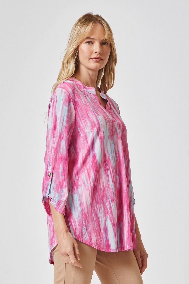 Dear Scarlett Lizzy Pink Multi Tunic Top-Tops-Dear Scarlett-Deja Nu Boutique, Women's Fashion Boutique in Lampasas, Texas