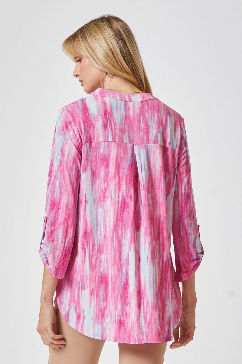 Dear Scarlett Lizzy Pink Multi Tunic Top-Tops-Dear Scarlett-Deja Nu Boutique, Women's Fashion Boutique in Lampasas, Texas