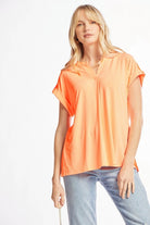 Dear Scarlett Lizzy Solid Neon Orange Tunic Top LIZSS-C0151-Tops-Dear Scarlett-Deja Nu Boutique, Women's Fashion Boutique in Lampasas, Texas